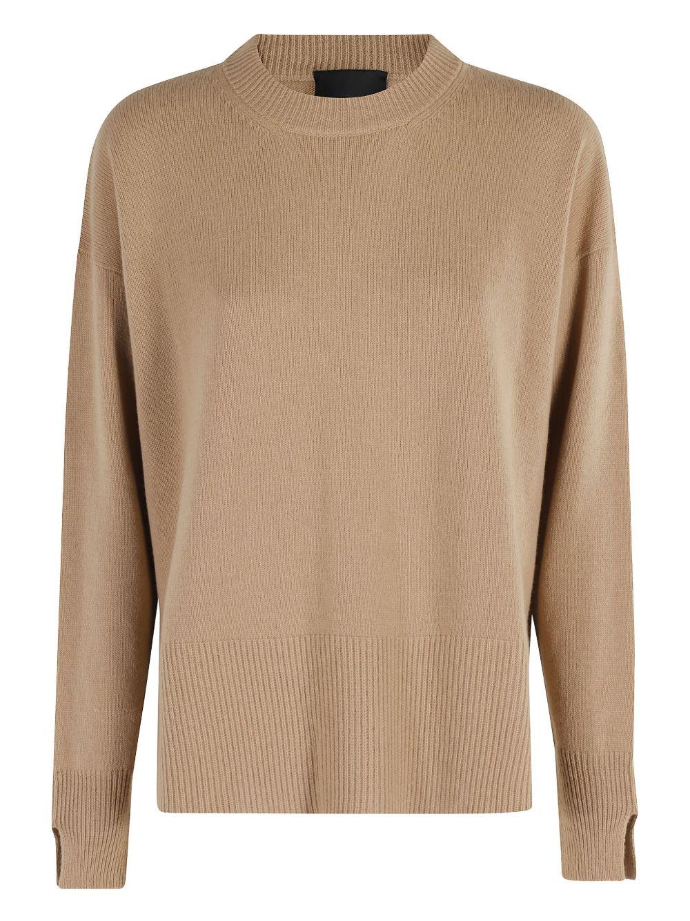 roberto collina camel-colored cashmere and silk blend sweater,
