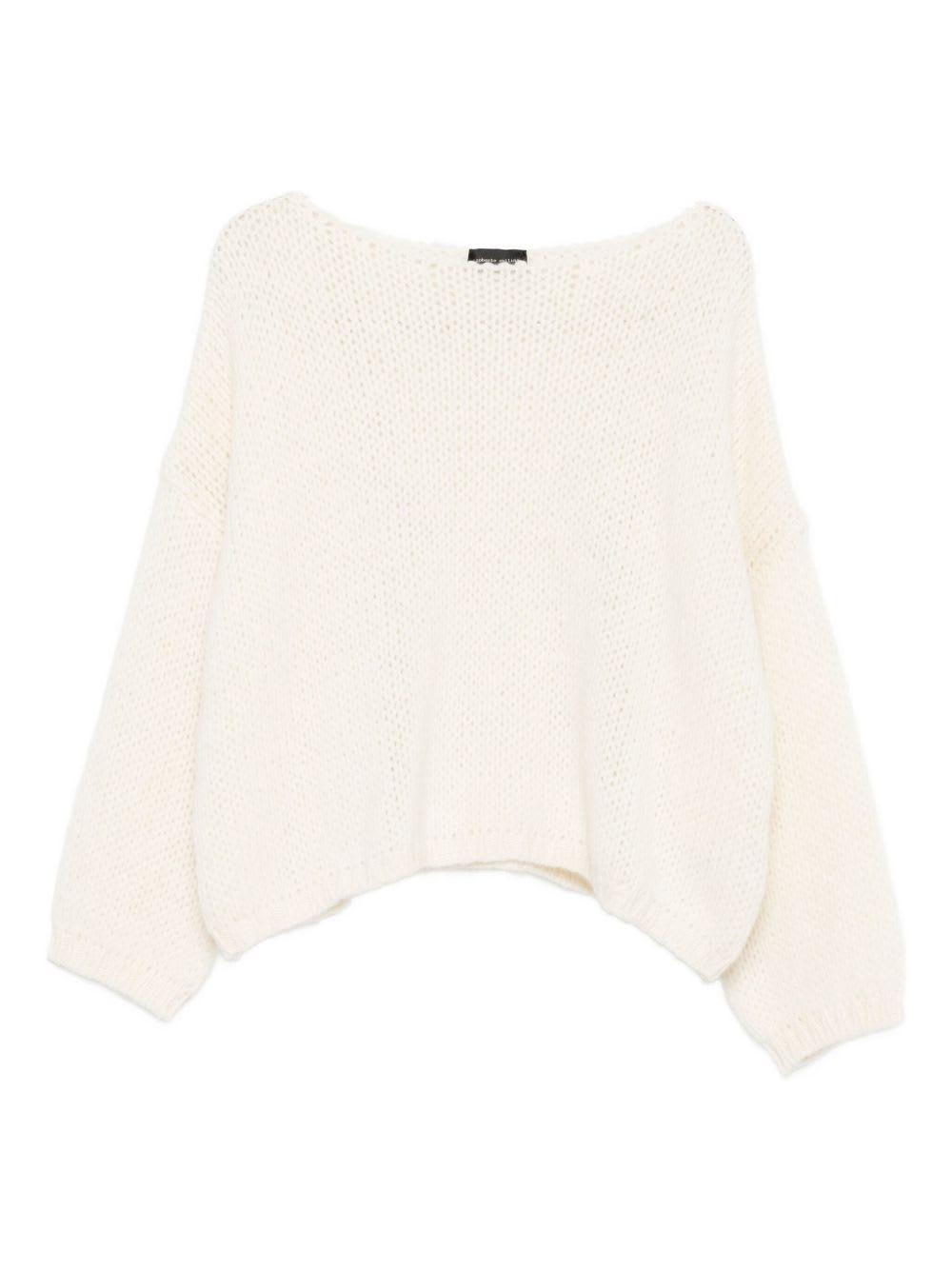 roberto collina white long-sleeved boat-neck sweater