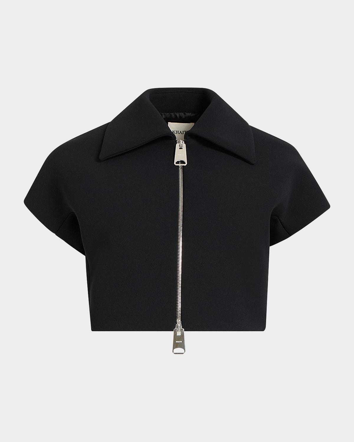 robin cropped zip-front top