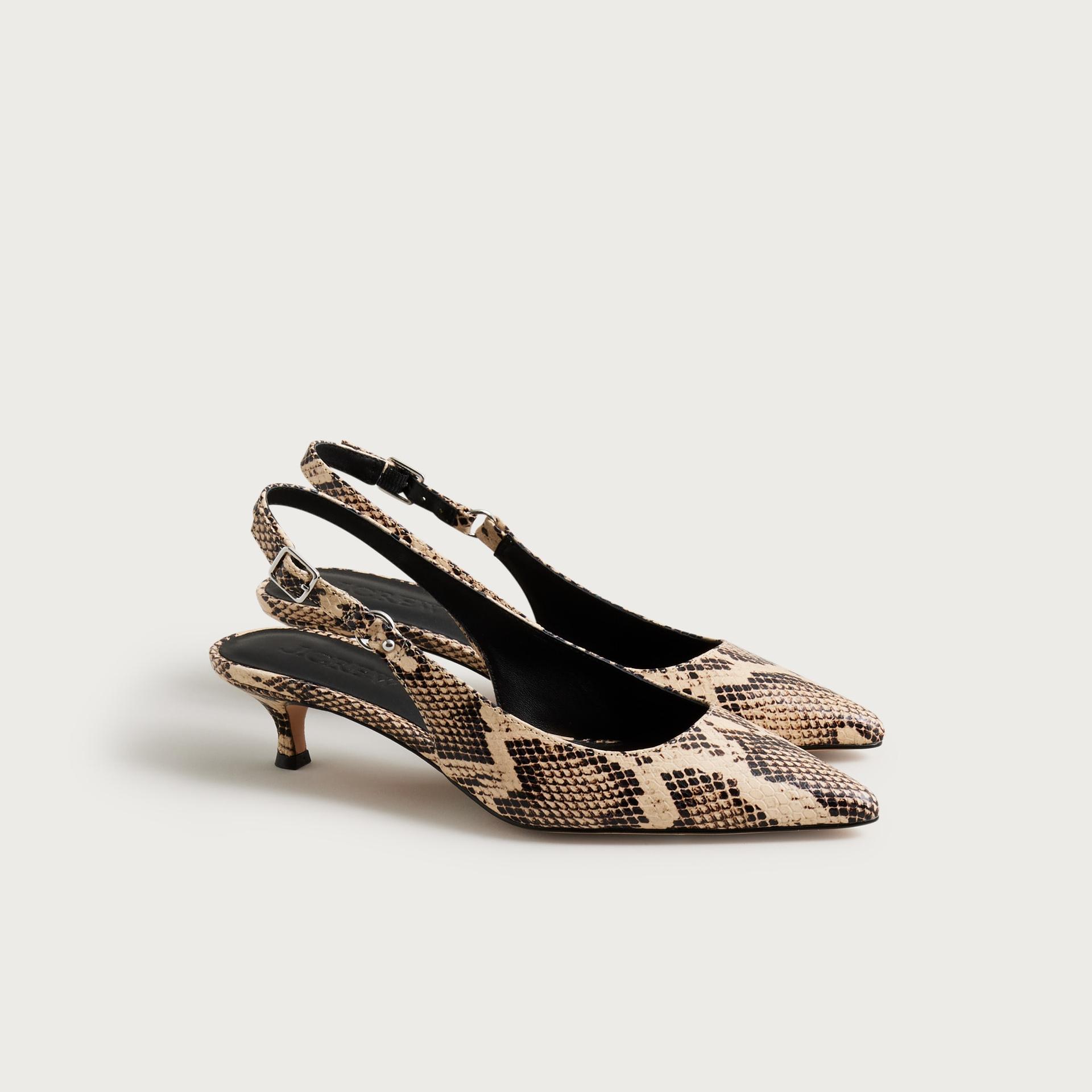 robin slingback heels in snake-embossed leather