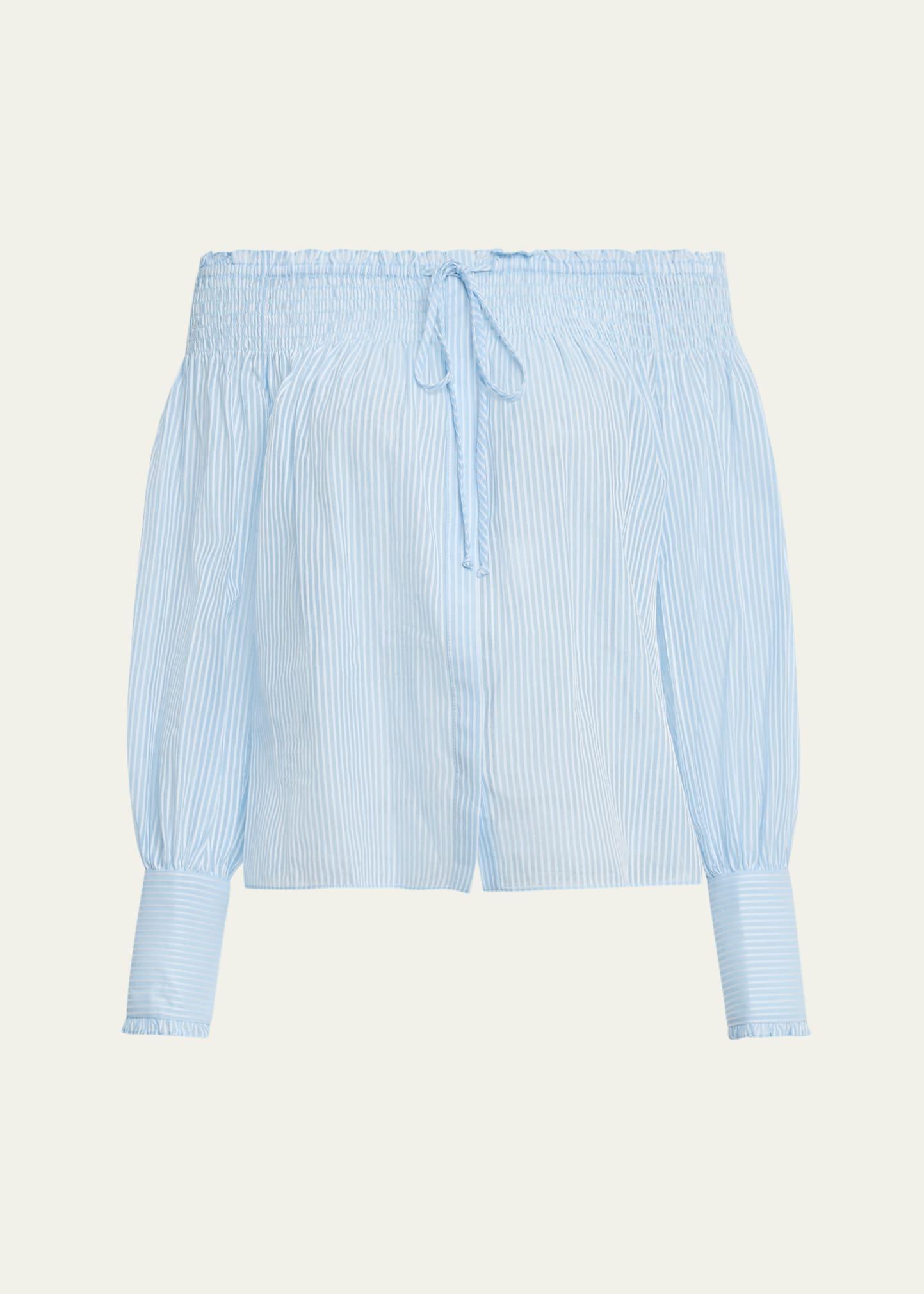 robin striped off-shoulder boxy blouse