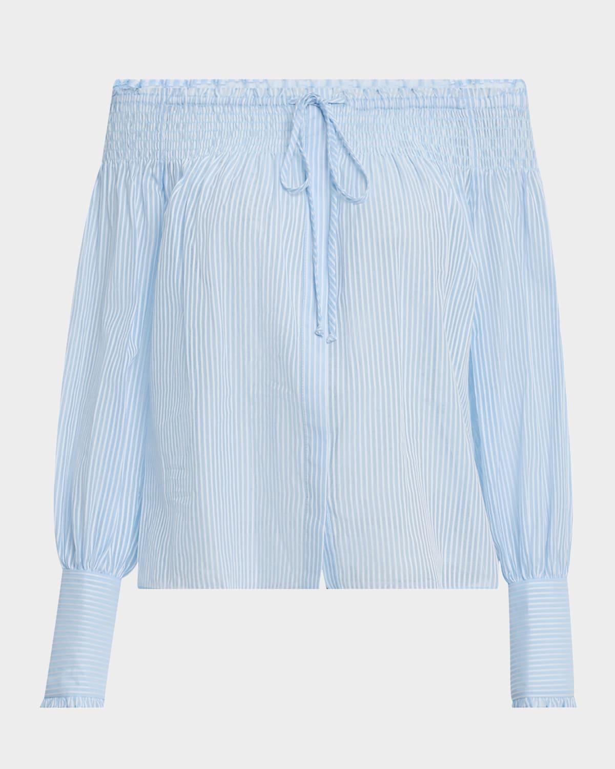 robin striped off-shoulder boxy blouse