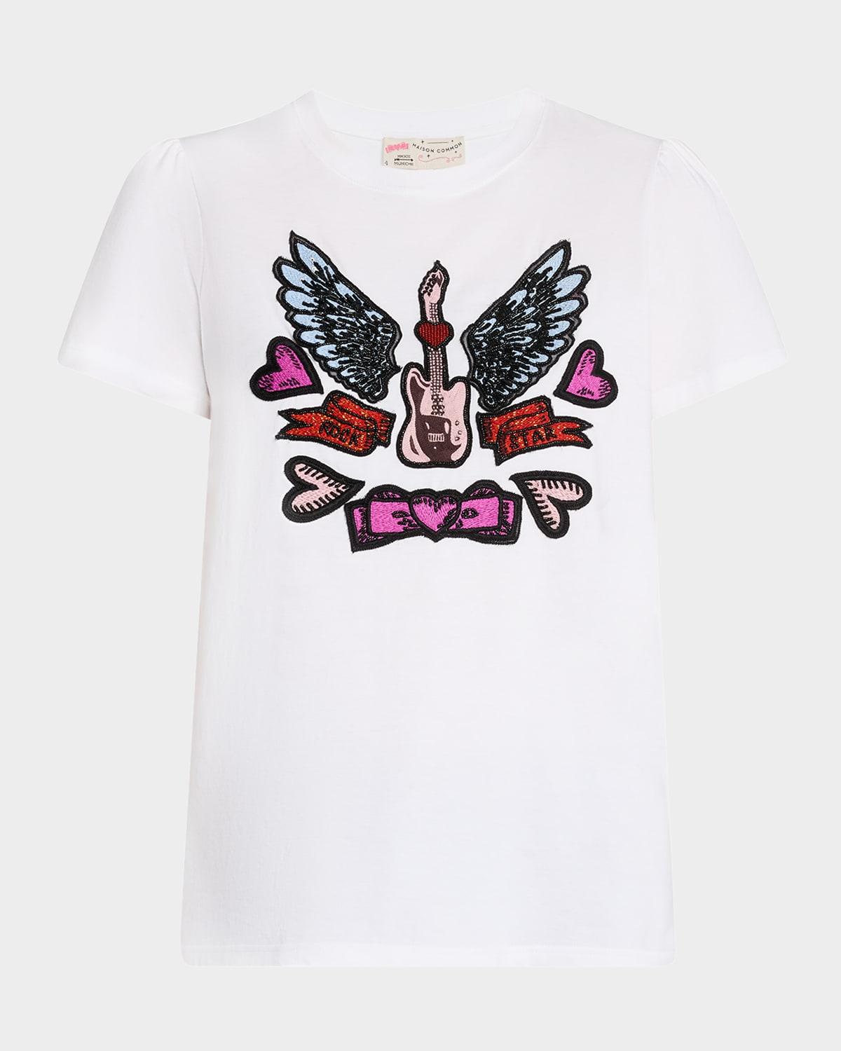 rock and romance embroidered short-sleeve t-shirt