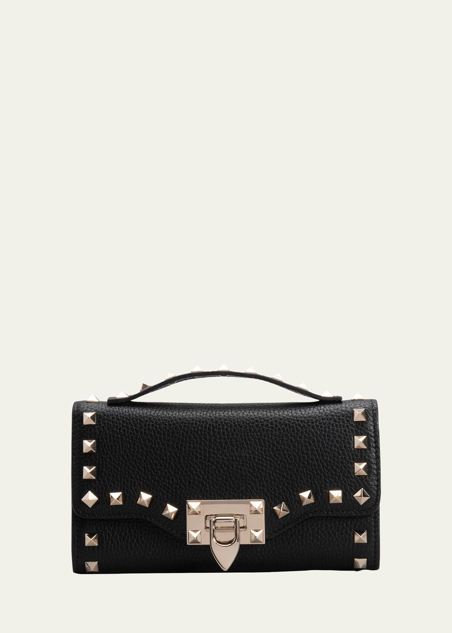rockstud leather wallet on chain