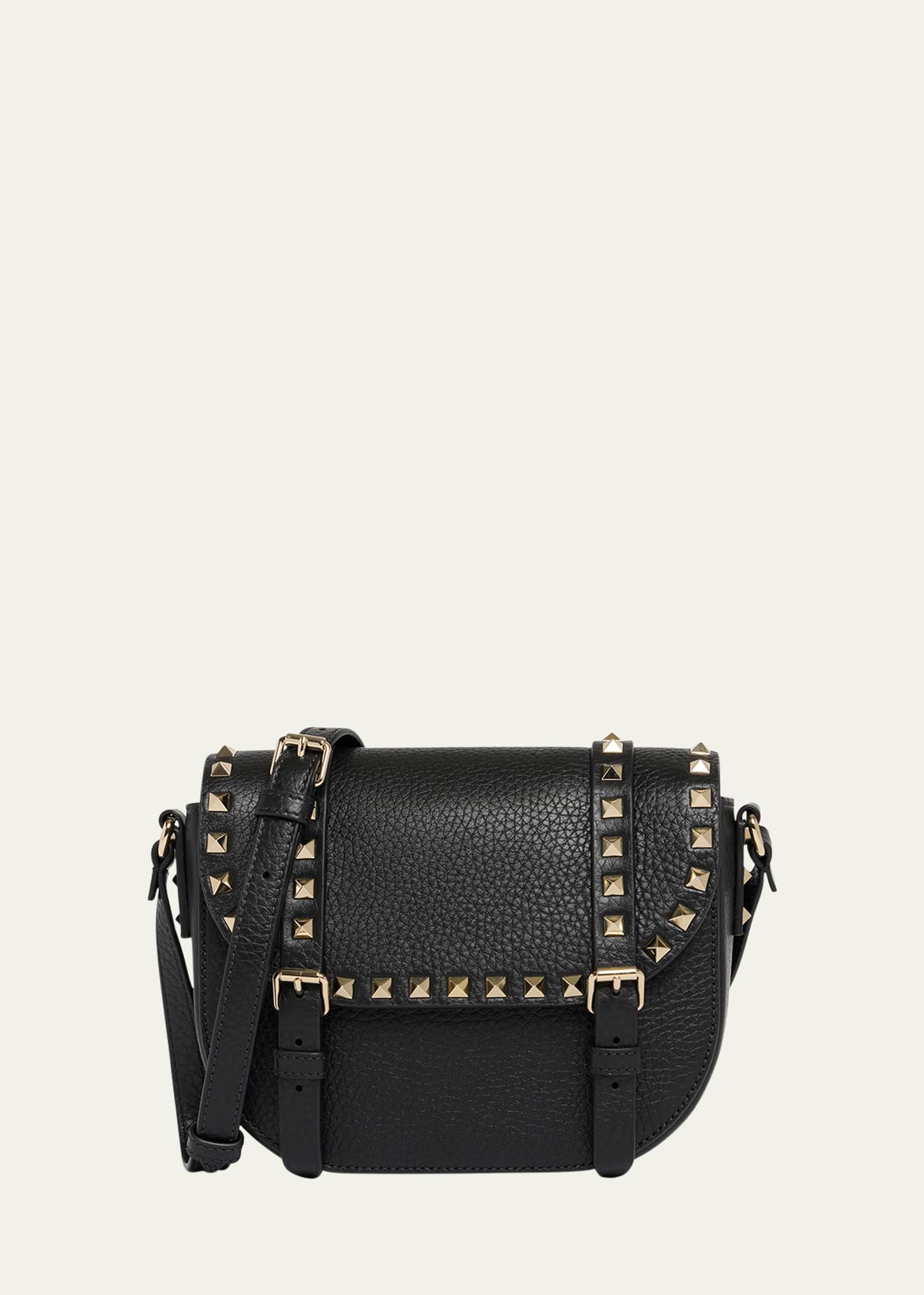 rockstud small leather saddle crossbody bag