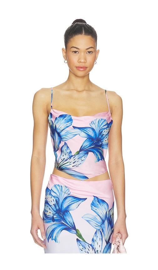 rococo sand cowl neck top in blue,pink.