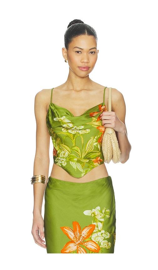 rococo sand cowl neck top in green.