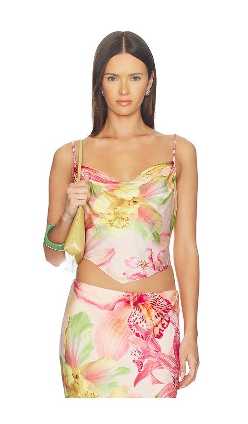rococo sand cowl neck top in pink.