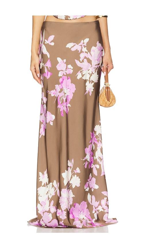 rococo sand maxi skirt in brown,lavender.
