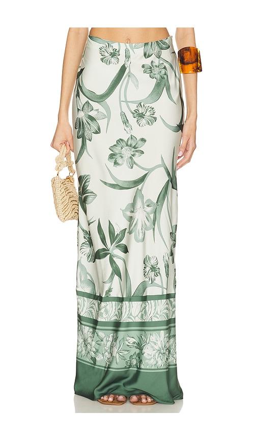 rococo sand maxi skirt in green.
