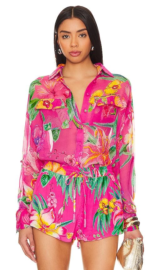 rococo sand megan button up shirt in pink.