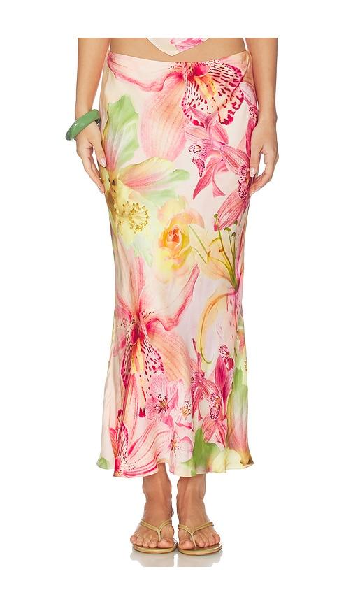 rococo sand midi skirt in pink.