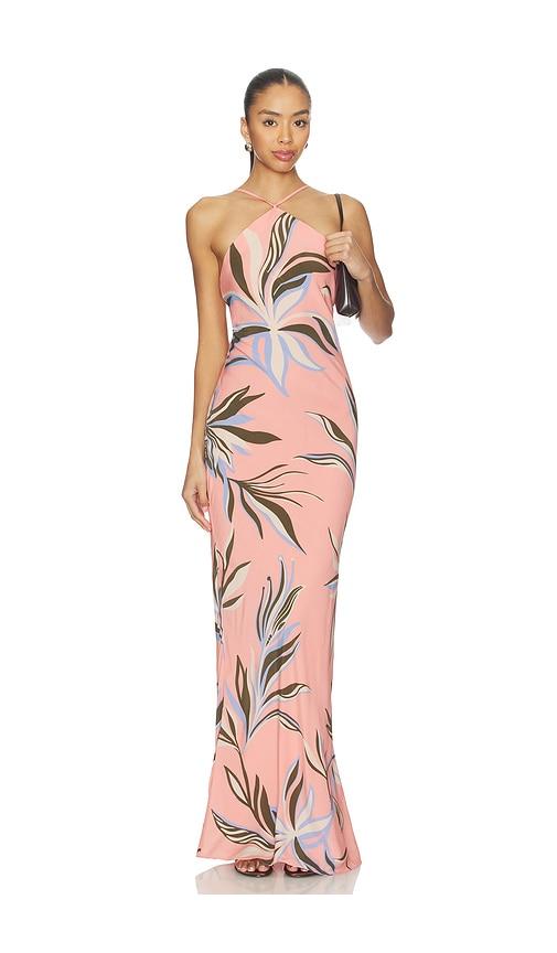 rococo sand strap long dress in pink.