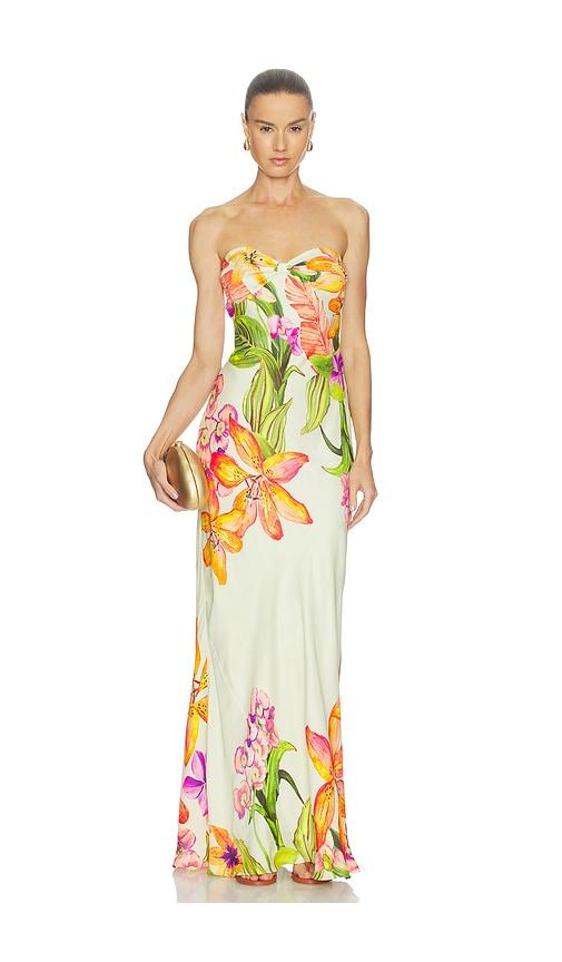 rococo sand strapless maxi dress in lemon.