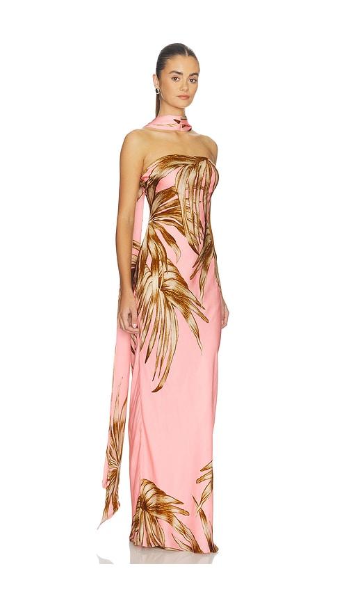 rococo sand strapless maxi dress in pink.
