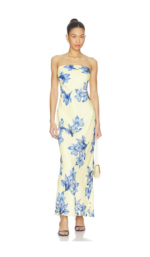 rococo sand strapless maxi dress in yellow.