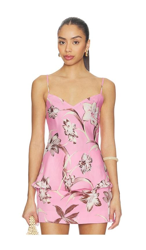 rococo sand v-neck strappy top in pink.