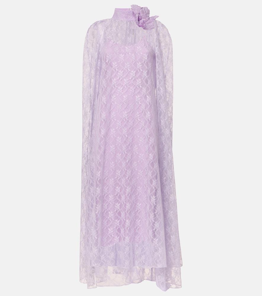 rodarte caped floral lace midi dress