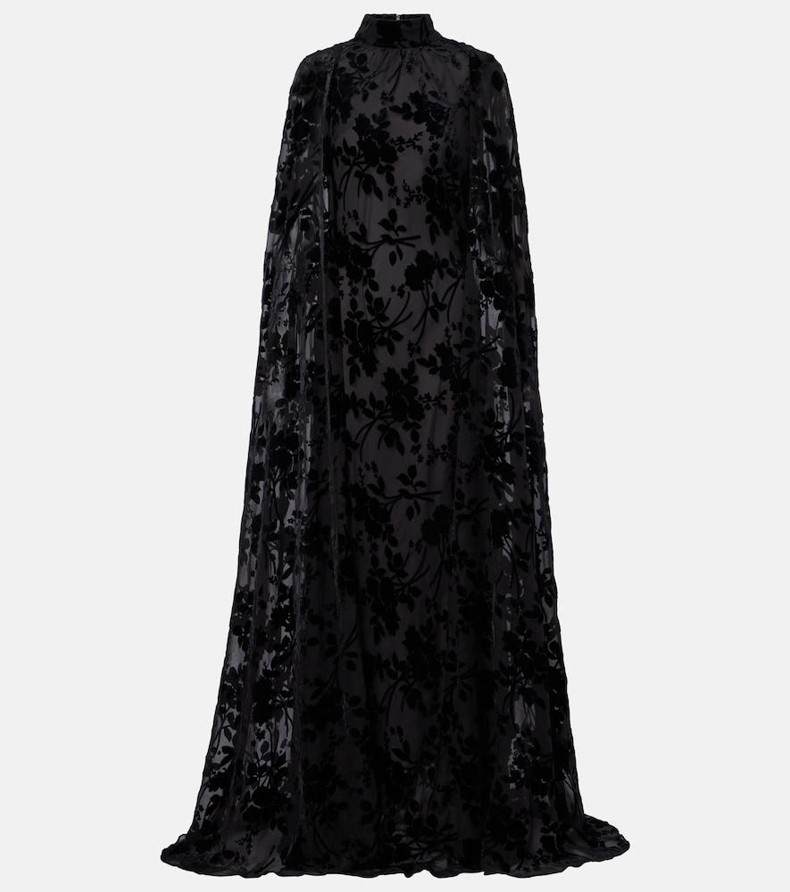 rodarte caped floral velvet devoré gown