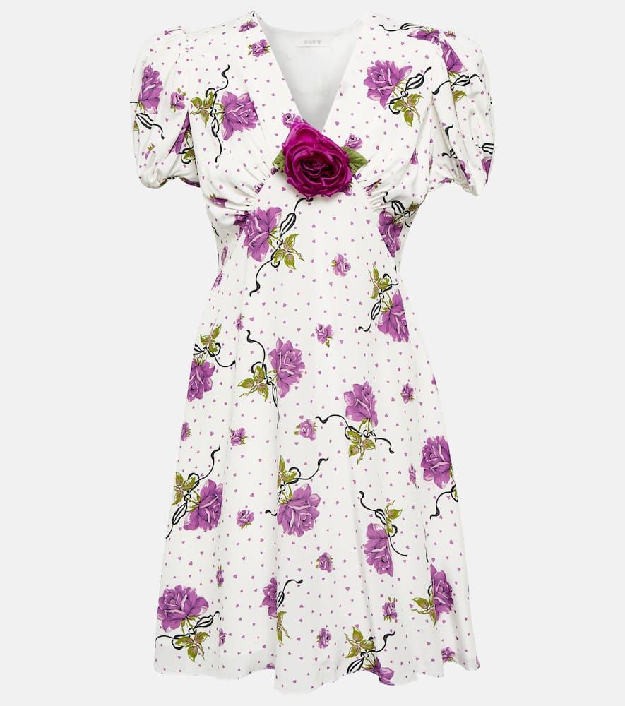 rodarte floral applique silk minidress