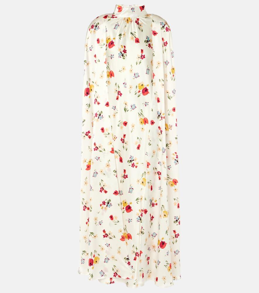 rodarte floral caped silk maxi dress