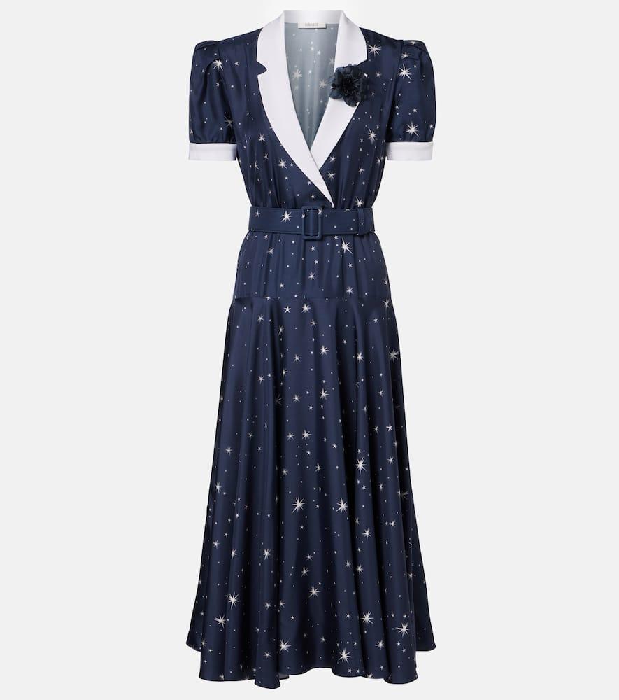 rodarte printed silk twill midi dress