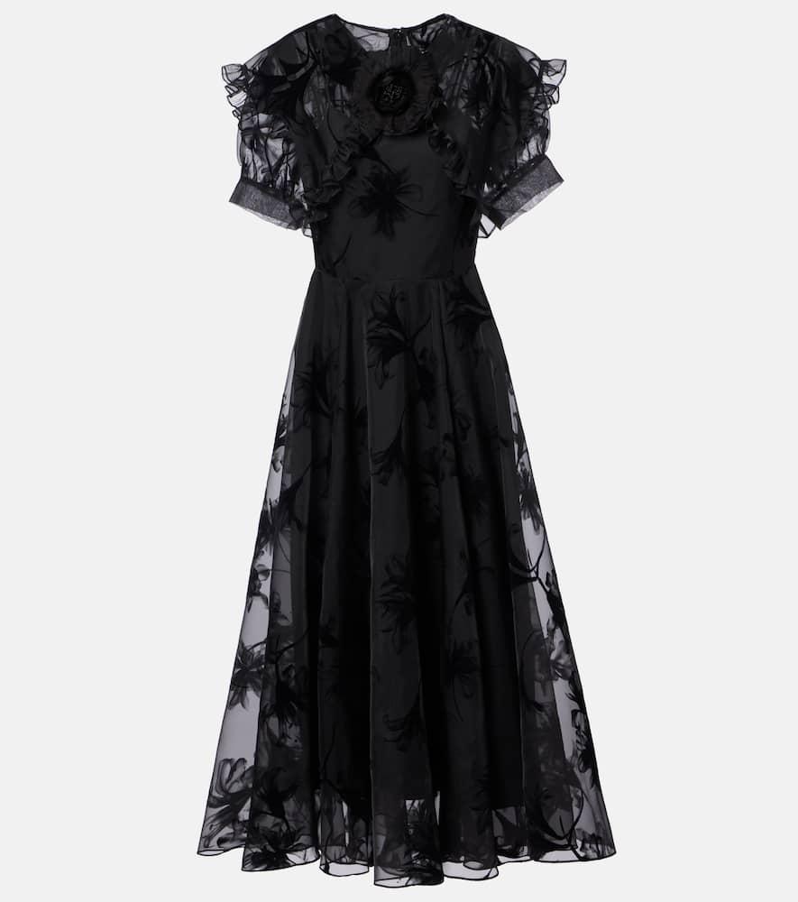 rodarte ruffled floral organza midi dress