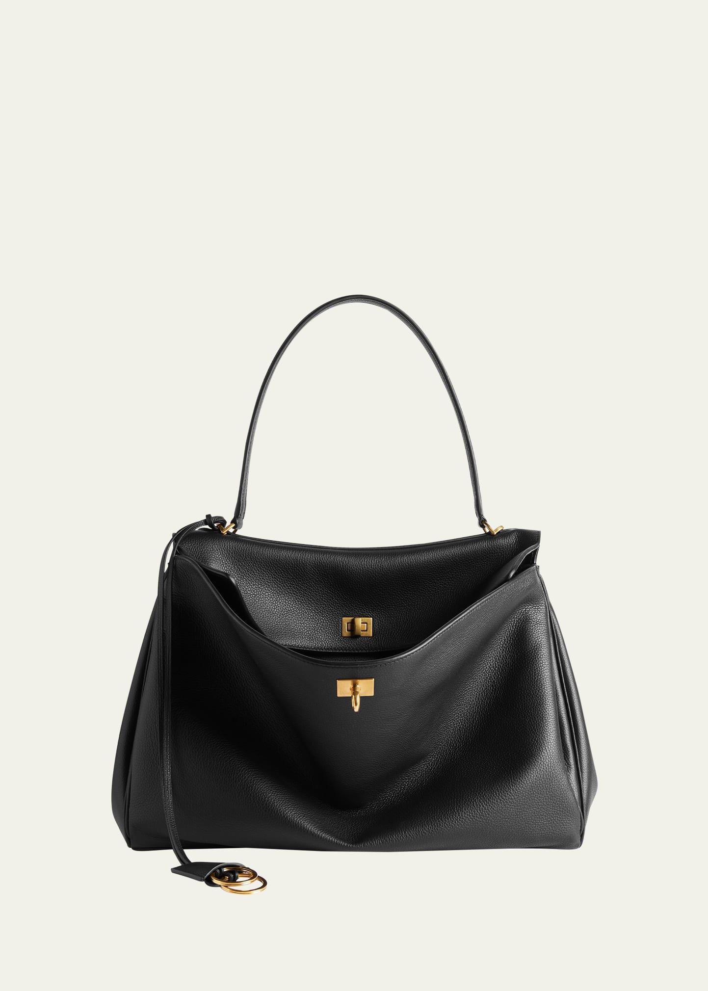 rodeo medium grained leather top-handle bag