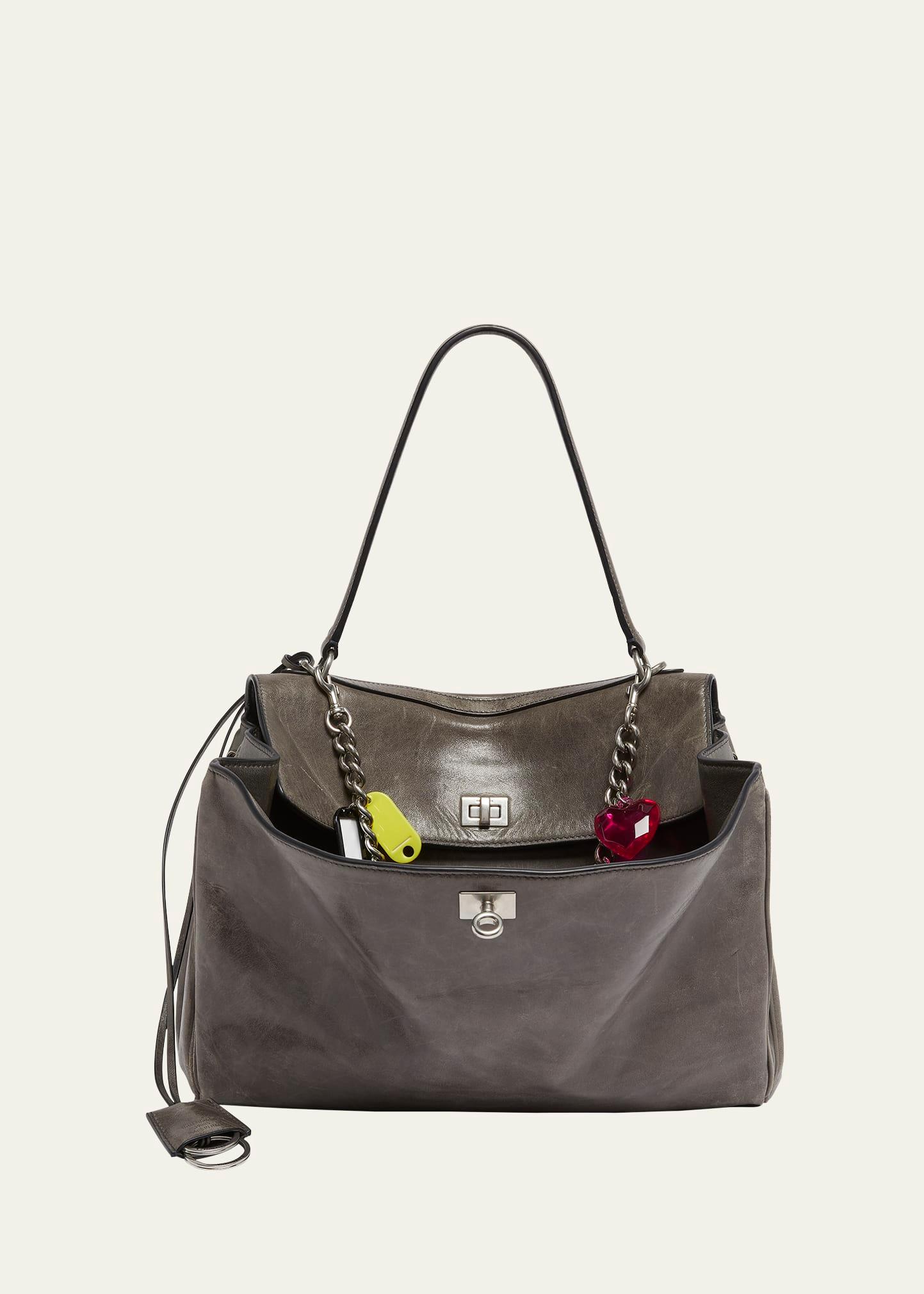 rodeo medium leather top-handle bag with charms