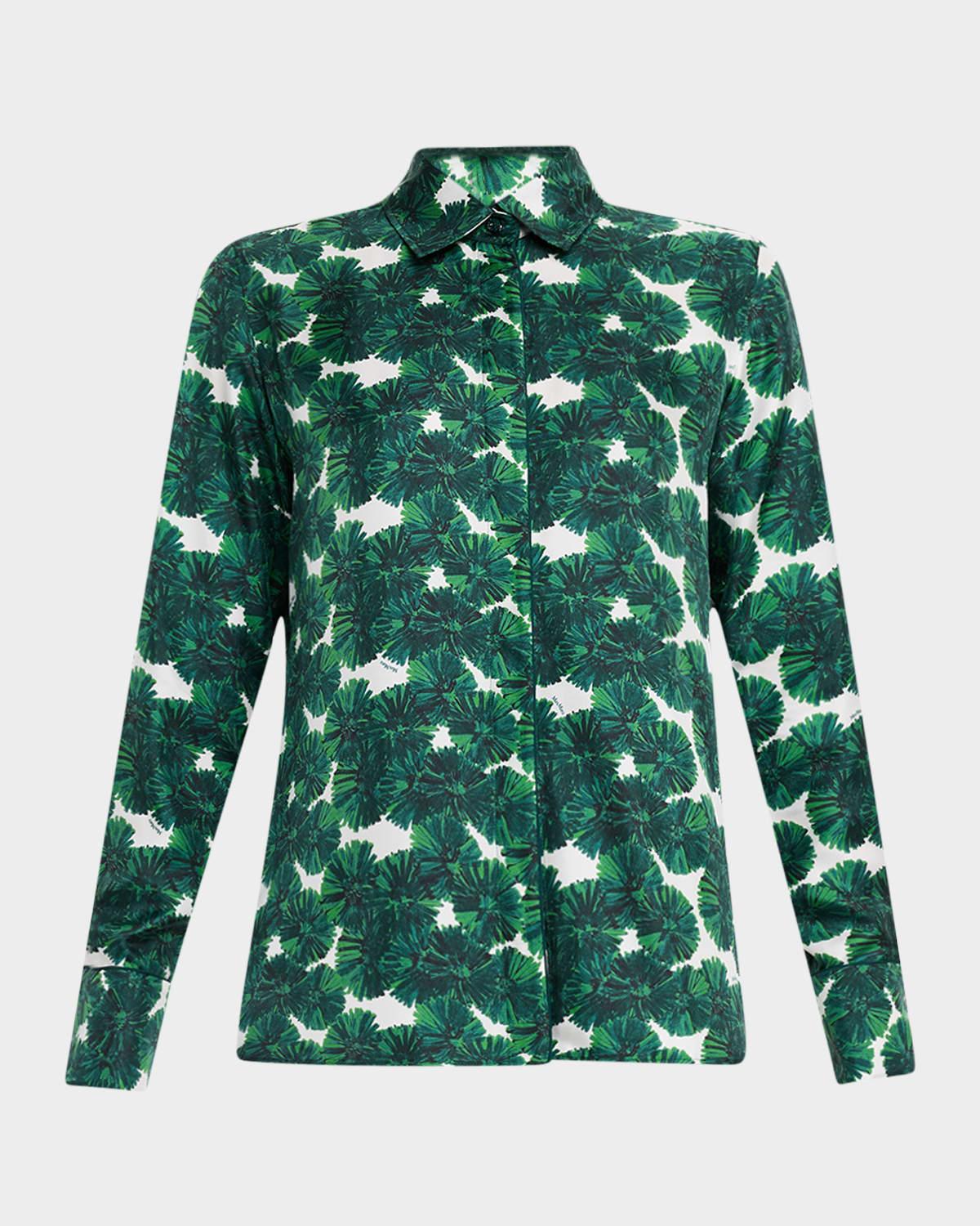 rodesia floral silk button-down shirt