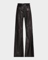roe leather wide-leg pants