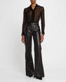 roe leather wide-leg pants