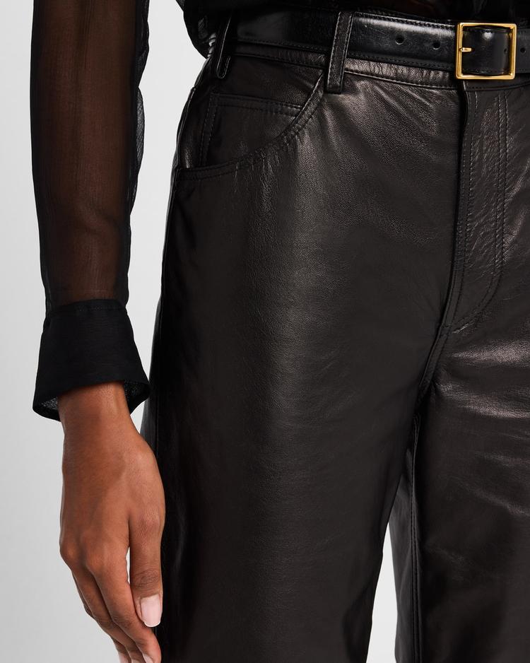roe leather wide-leg pants