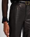 roe leather wide-leg pants