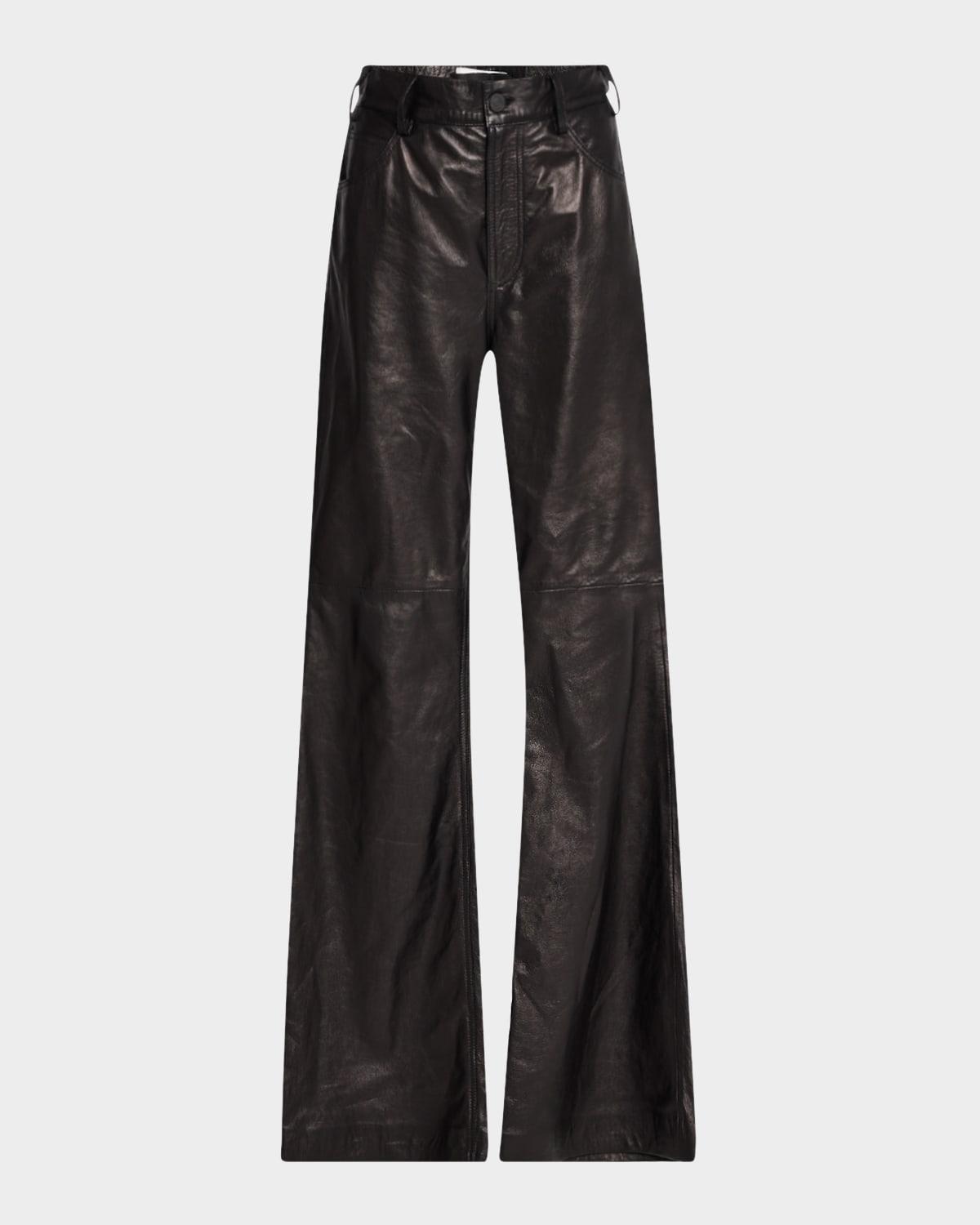 roe leather wide-leg pants