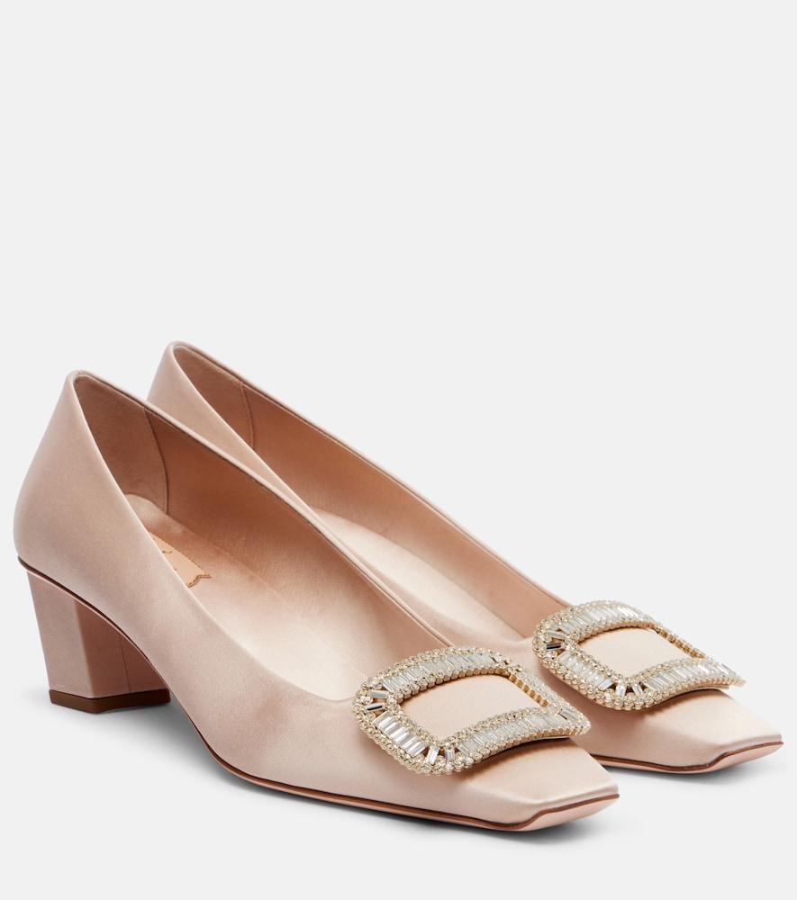 roger vivier belle vivier 45 embellished satin pumps