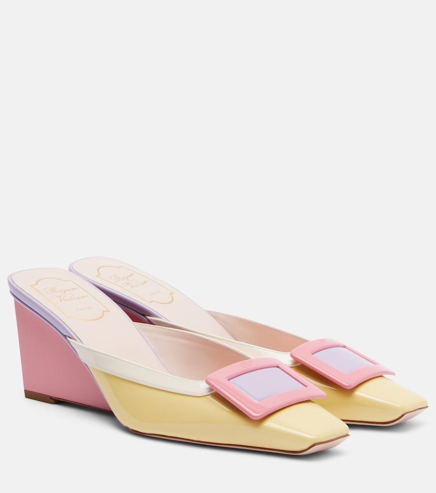 roger vivier belle vivier 60 patent leather wedge mules