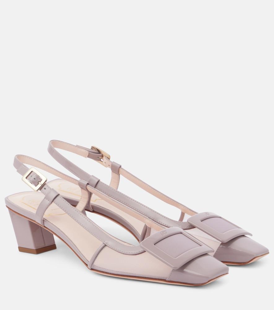 roger vivier belle vivier mesh and leather slingback pumps