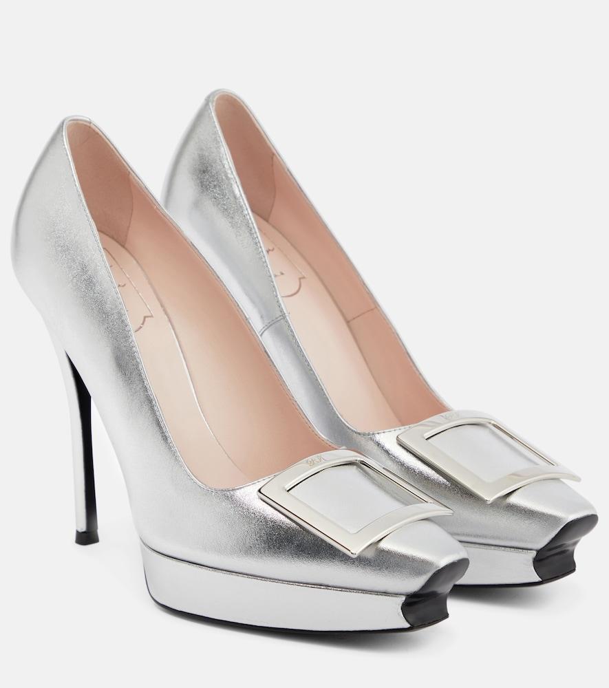 roger vivier belle vivier metallic leather platform pumps