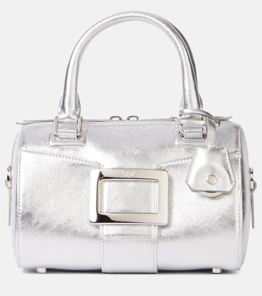 roger vivier belle vivier mini metallic leather tote bag