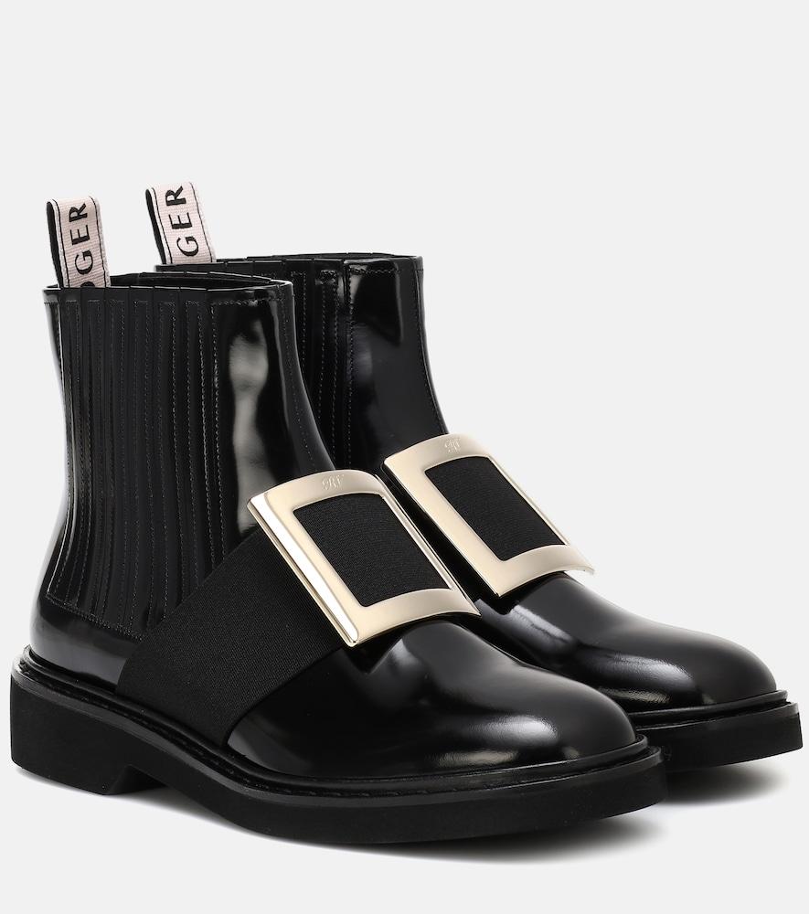 roger vivier chelsea viv' leather ankle boots
