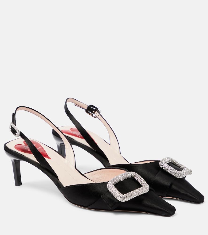 roger vivier dorsay embellished satin slingback pumps