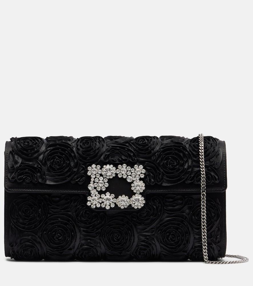 roger vivier efflorescence embellished satin clutch