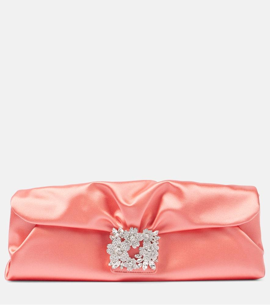 roger vivier efflorescence embellished satin clutch