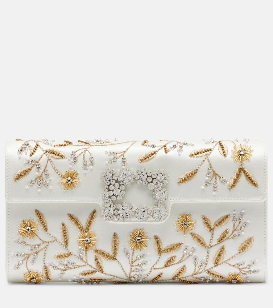 roger vivier efflorescence embellished satin clutch