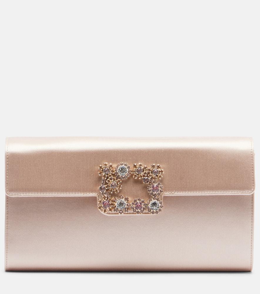roger vivier efflorescence embellished satin clutch