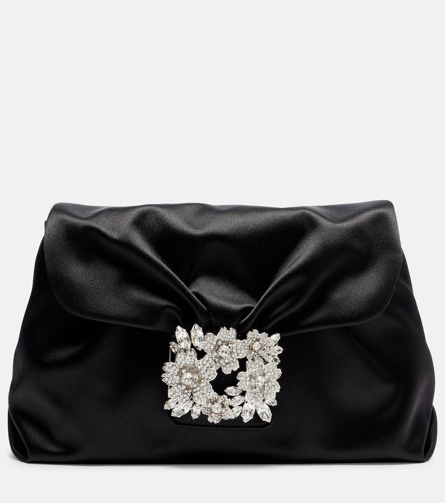 roger vivier efflorescence mini satin clutch