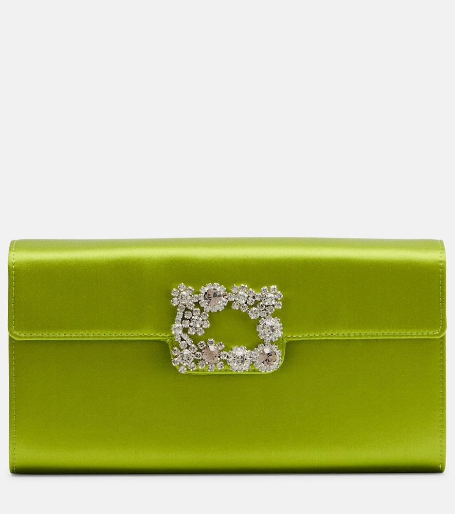 roger vivier efflorescence satin clutch