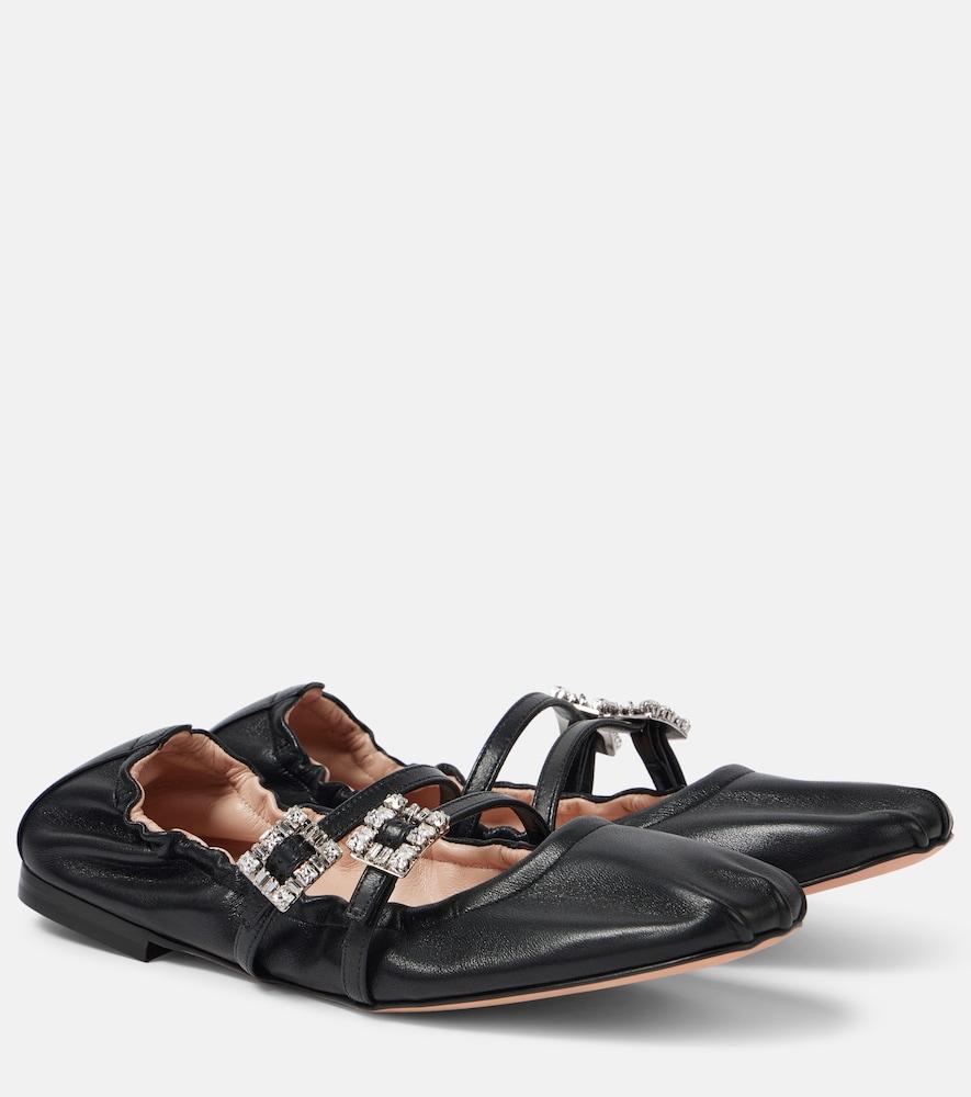 roger vivier embellished leather ballet flats