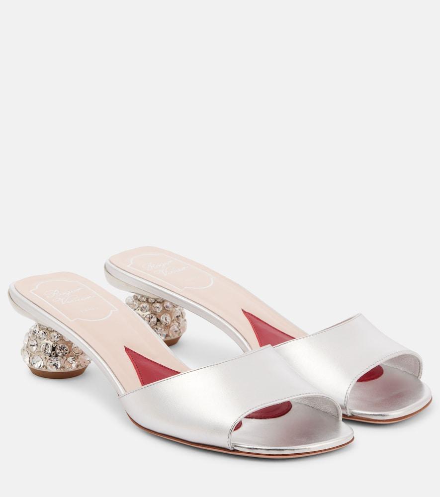 roger vivier embellished leather mules
